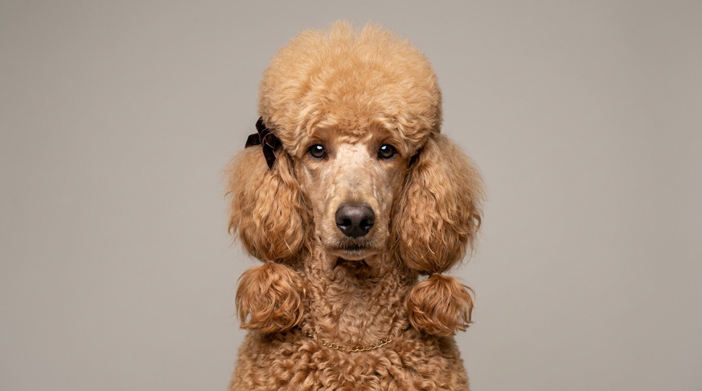 Freshly groomed poodle portrait