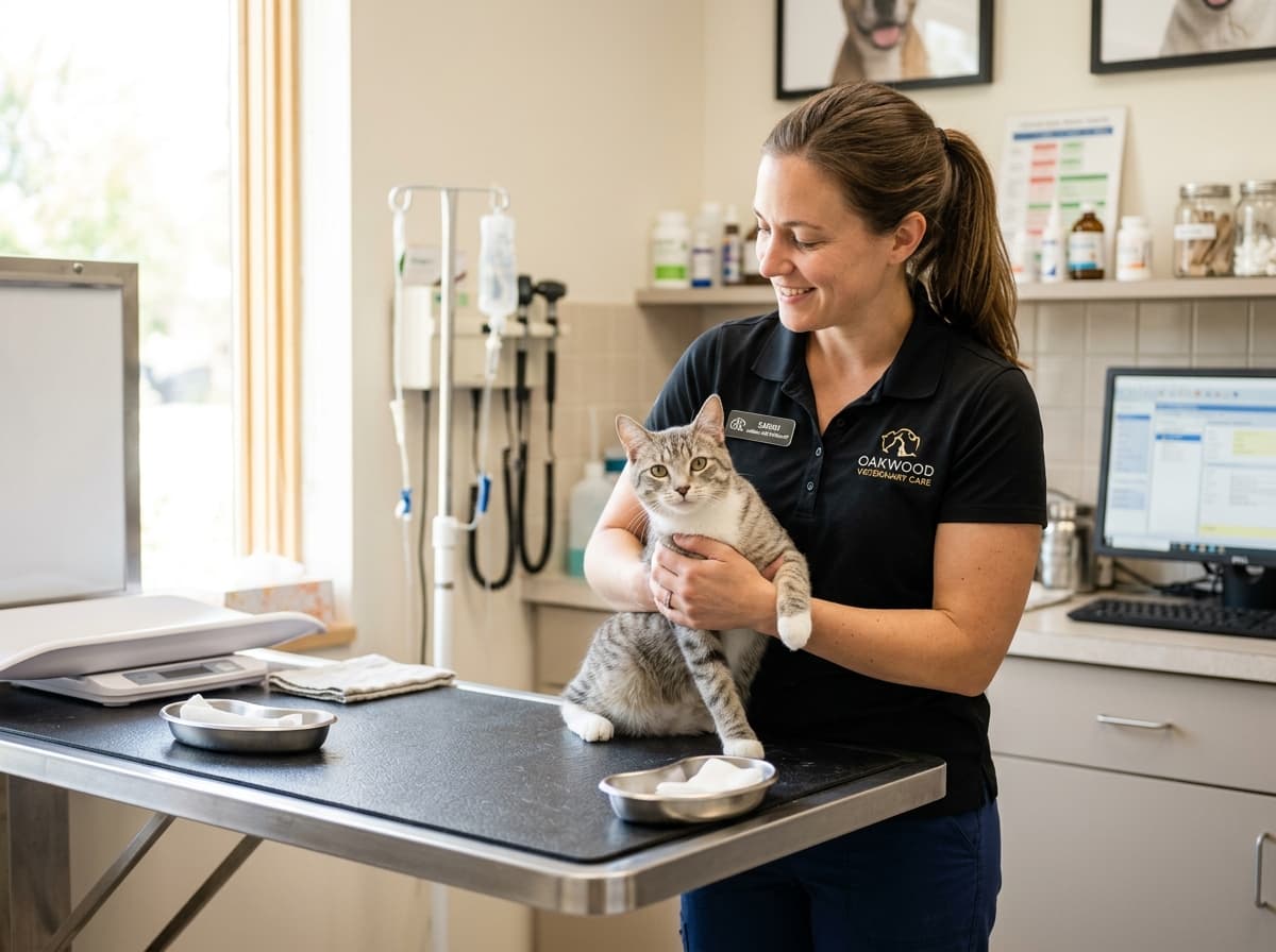 A pet parent holding her cat